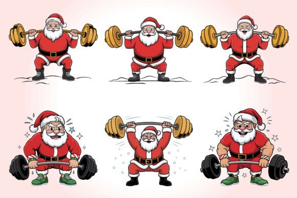 Santa Claus Fitness Christmas Design PNG: Holiday Cheer Meets Gym Grit