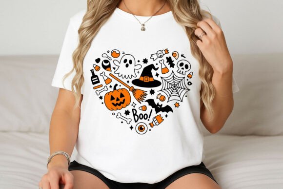 Whimsical Halloween Heart Shaped Elements for Spooky Designs
